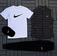 (п) Комплект с жилеткой Nike (футболка белая+кепка+жилетка+штаны)