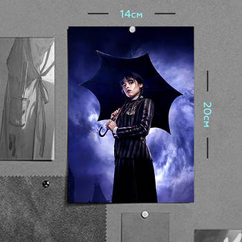 "Венздей Аддамс (Венздей / Wednesday)" плакат (постер) розміром А5 (14х20см)