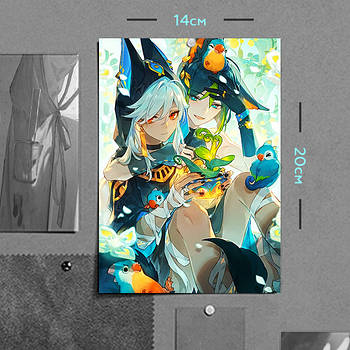 "Тігнарі і Сайно (Геншин / Genshin)" плакат (постер) розміром А5 (14х20см)
