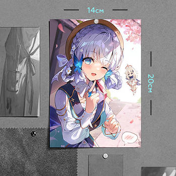 "Камісато Аяка і Паймон(Геншин / Genshin)" плакат (постер) розміром А5 (14х20см)