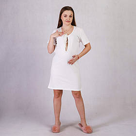 Натуральна нічна сорочка для вагітних і годування розмір 44/46 (S/M) Крапелька Tiana Білий