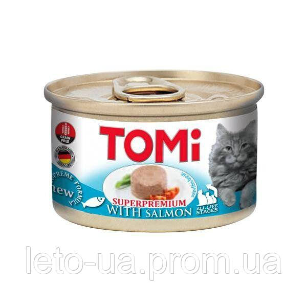 Консерви TOMi Salmon Superpremium мус Лосось для дорослих котів, 85 г (201015)