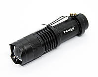 Ліхтарик ручний X-Balog BL-8468,1xAA/14500, 200 Lm, LED, заряджання + акум, Alu, Zoom, 3 режими