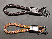 Шкіряні плетені брелоки з карабіном для ключів, брелок на ключі косиця, шкіряний плетений шнурок