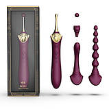 Мультифункціональний вібратор Zalo — Bess 2 Velvet Purple, 4 насадки, підігрів - SO8237, фото 2