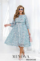 Прекрасное голубое платье из струящейся шифоновой ткани, больших размеров от 46 до 68