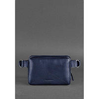 Кожаная поясная сумка Dropbag Mini темно-синяя BlankNote BN-BAG-6-navy-blue