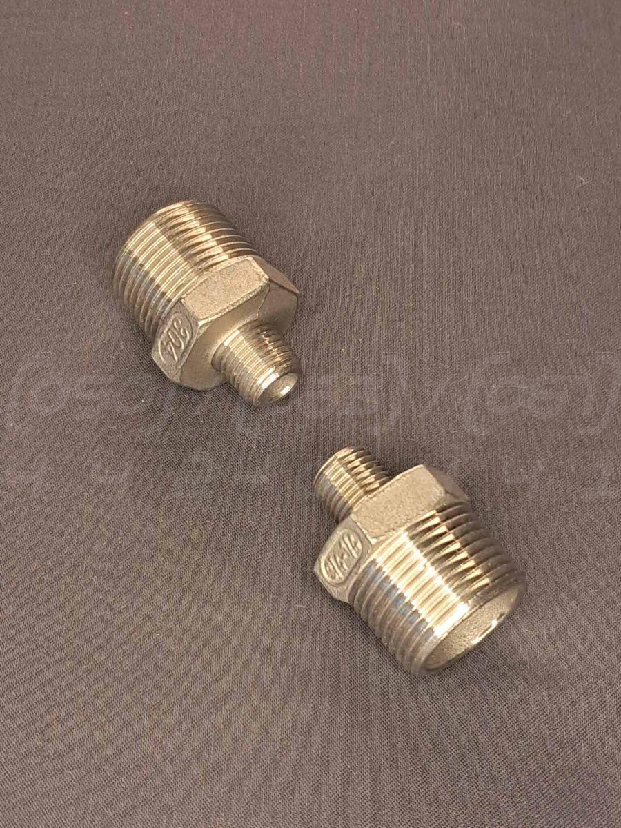 Ніпель перехідний різьбовий DN20x8 (3/4"x1/4") н/ж сталь AISI 304, Class 150, з шестигранником, фото 1