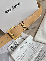 Ремень кожаный Yves Saint Laurent (YSL) премиум класса в коробке, 3 см