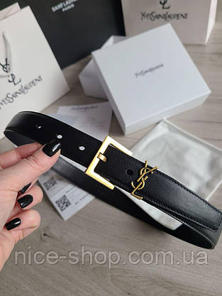 Ремінь шкіряний Yves Saint Laurent (YSL) преміум класу в коробці, 3 см, фото 4