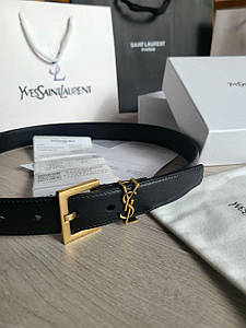 Ремінь шкіряний Yves Saint Laurent (YSL) преміум класу в коробці, 3 см
