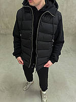 Куртка мужская демисезонная Infinity черная Ветровка жилетка с трикотажными рукавами весенняя осенняя