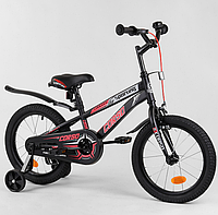 Двоколісний дитячий велосипед CORSO R-16119 колеса 16д з ручним гальмом і дзвіночком / чорно-рожевий