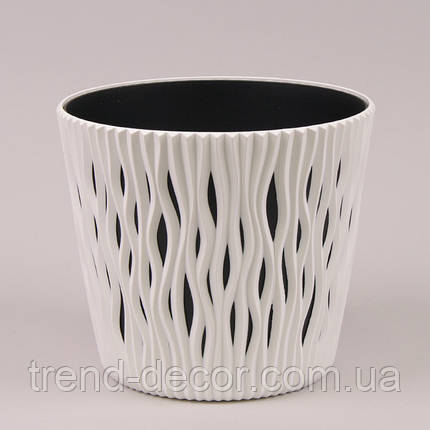 Горщик пластмасовий Sandy Round білий 16см., фото 1