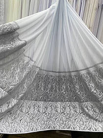 Тюль жакард заввишки 2,8 м. біла з сірим