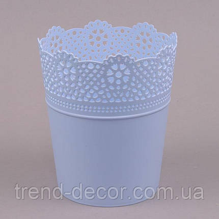 Горщик пластмасовий Lace блакитний 18см., фото 1