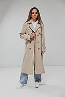 Демисезонное пальто на девочку подростка плащевка КП-1 светлый беж 146