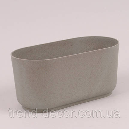 Горщик пластмасовий овальний Satina ECO Wood платиновий 27см., фото 1