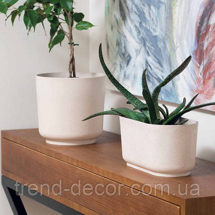 Горщик пластмасовий овальний Satina ECO Wood платиновий 27см., фото 3