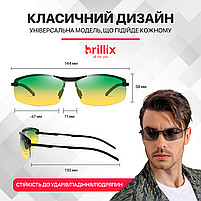Окуляри для водіїв поляризаційні антиблік Brillix для нічної та денної їзди з чохлом (BRL-012), фото 8
