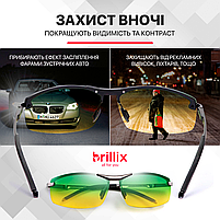 Окуляри для водіїв поляризаційні антиблік Brillix для нічної та денної їзди з чохлом (BRL-012), фото 5
