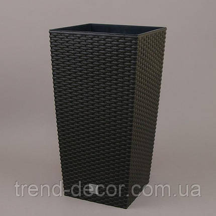 Горщик пластмасовий з вкладом Rato Square коричневий 26.5х26.5см., фото 1