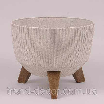 Горщик пластмасовий Misa Roma JUMPER ECO WOOD білий 24см., фото 1