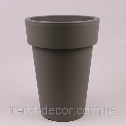 Горщик пластмасовий Lofly Slim круглий сірий 20см., фото 1