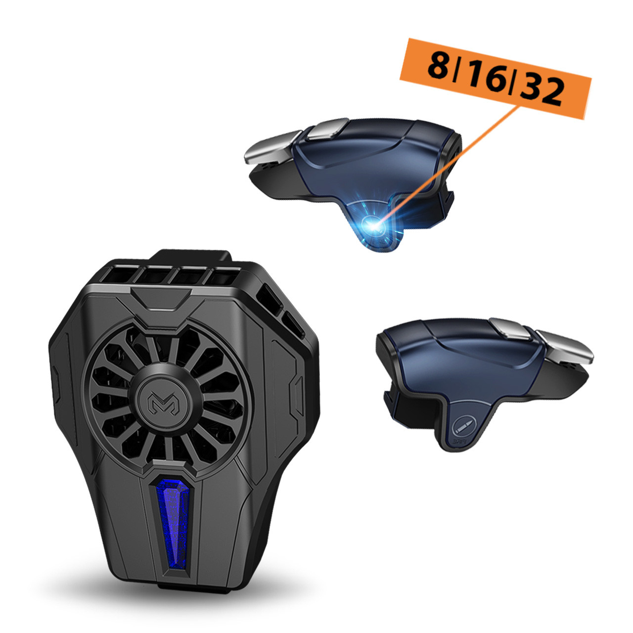 Ігровий комплект MEMO для телефону: кулер Пельтьє DL01 тригери AK-02 макросом, охолодження смартфона pubg пабг, фото 1