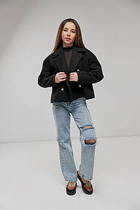 Демісезонне кашемірове пальто на дівчинку КП-3 чорне 146