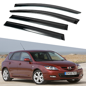 Дефлектори вікон, вітровики на Mazda 3 I хетчбек 2003-2009 (скотч) AV-Tuning