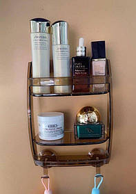 Двоярусна поличка на стіну у ванну кімнату на присосках 36*22 см до 3 кг