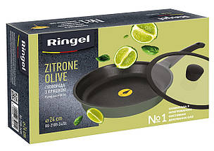 Сковорода RINGEL Zitrone Olive 24 см з кришкою (RG-2108-24/OL), фото 5