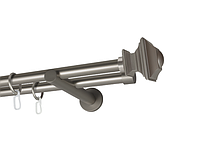Карниз MStyle для штор металлический двухрядный Сатин Борджеза труба гладкая 19/19 мм кронштейн цылиндр 240 см