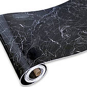 Самоклеюча вінілова плитка в рулоні чорний мармур 3000х600х2мм (SW-00001289)