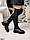 39,40рр!!!!! Жіночі шкіряні ботфорти-панчохи на низькому ходу єврозиму Чорні, фото 2
