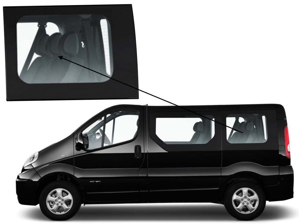 Бічне скло Opel Vivaro 2001-2014 салону заднє ліве коротка база