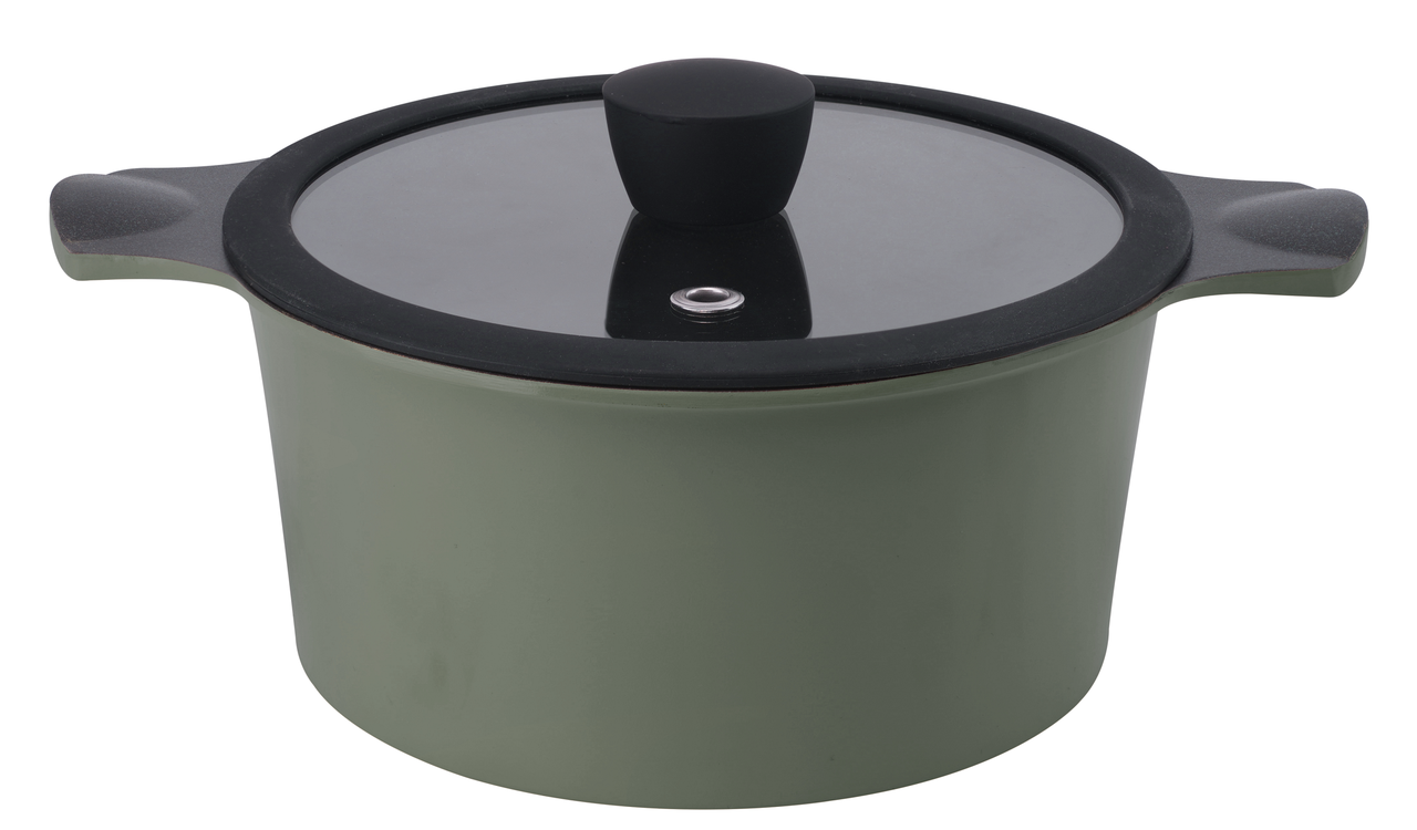 Каструля RINGEL Zitrone Olive 20x9.5 см (2,5 л) з кришкою (RG-2108-20/OL)