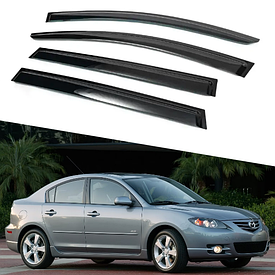Дефлектори вікон, вітровики на Mazda 3 I сідан 2003-2009 (скотч) AV-Tuning