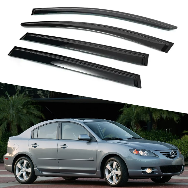 Дефлектори вікон, вітровики на Mazda 3 I хетчбек 2003-2009 (скотч) AV-Tuning