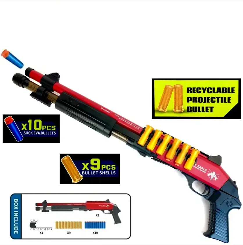 Великий Бластер Nerf дробовик Нерф Remington 870 з гільзами, стріляє м'якими кулями