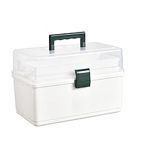 Аптечка-органайзер для ліків, пластиковий контейнер для медикаментів, три поверхи, білий, 33х18х22 см