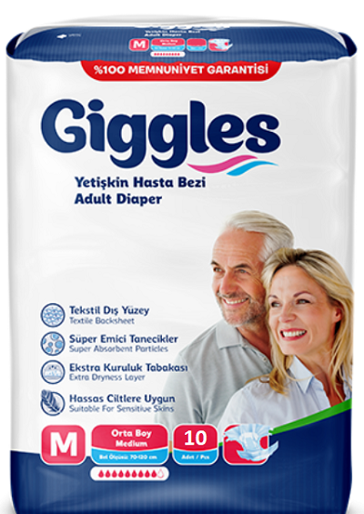 Підгузки для дорослих Giggles Medium 70-120 см 10 шт одноразові поглинаючі