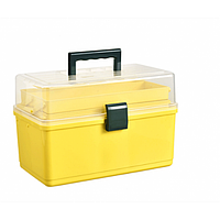 Аптечка-органайзер для ліків, пластиковий контейнер для медикаментів, три поверхи, жовтий, 33х18х22 см