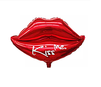 Фольгированный шарик, фигура "Губы kiss me", красный, 50х50см.