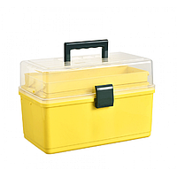 Аптечка-органайзер для ліків, пластиковий контейнер для медикаментів, три поверхи, жовтий, 40х23х28см