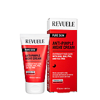 Крем для лица от прыщей Revuele Pure Skin Anti-Pimple Night Cream с AHA, BHA, PHA ночной, 50 мл