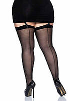 Прозрачные чулки со швом Leg Avenue Sheer backseam stockings Black, plus size (Чулки, Митенки, Колготки)
