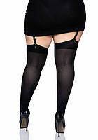 Плотные непрозрачные чулки Leg Avenue Nylon Thigh Highs Black, plus size (Чулки, Митенки, Колготки)