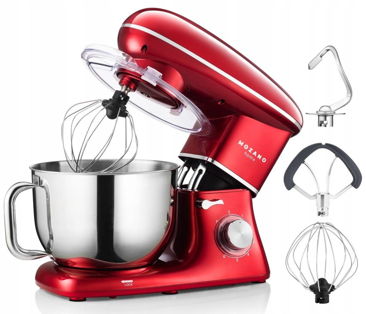 Планетарний міксер, тістоміс Mozano Kitchen Machine 2300 Вт 6,2л. Red